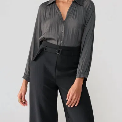 Sanctuary Clothing Casually Cute Sateen Blouse In Gray