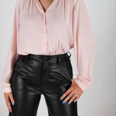 Sanctuary Clothing Casually Cute Sateen Blouse In Pink