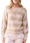 SANCTUARY CLOTHING POINTELLE SWEATER IN PINK MOONLIGHT MULTI