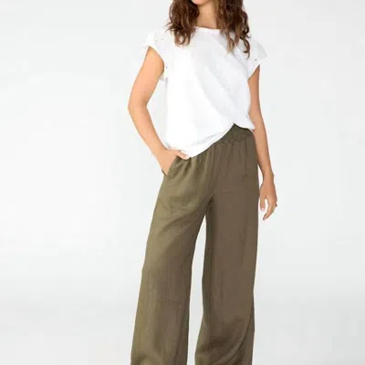 Sanctuary Clothing Smocked Wide Leg Semi High Rise Pant In Green