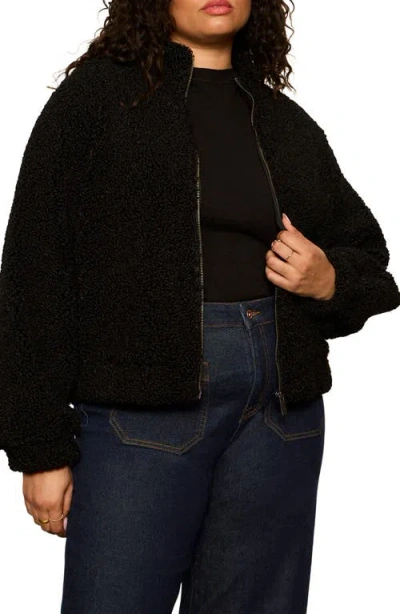 Sanctuary Cloud Nine Fleece Bomber Jacket In Black