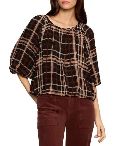 Sanctuary Cloud Nine Plaid Bubble Top In Brown