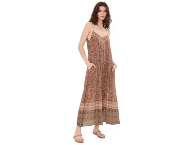 Sanctuary Coastal V-neck Maxi Dress Women's Dress Mosaic Clay W/ Border: Sm (us 4-6) In Brown