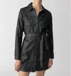 Sanctuary Coated Denim Dress In Black In Black
