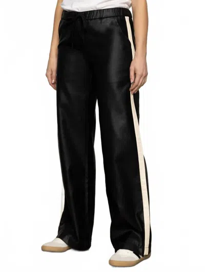 SANCTUARY COATED TWILL TRACK PANT IN BLACK