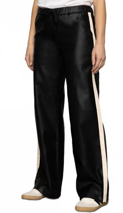 Sanctuary Coated Twill Track Pants In Black