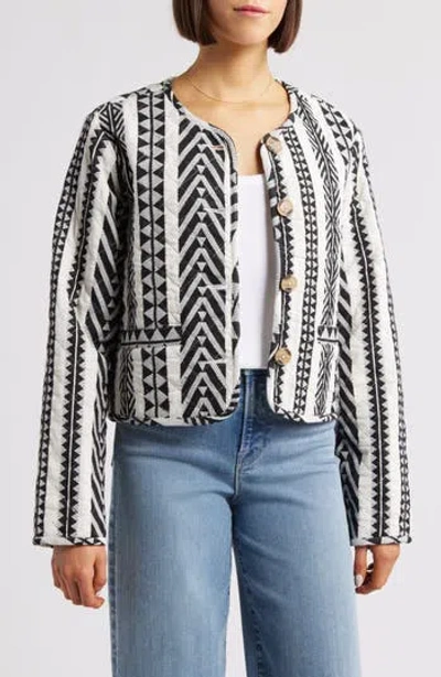 Sanctuary Coco Jacquard Button-front Jacket In Black