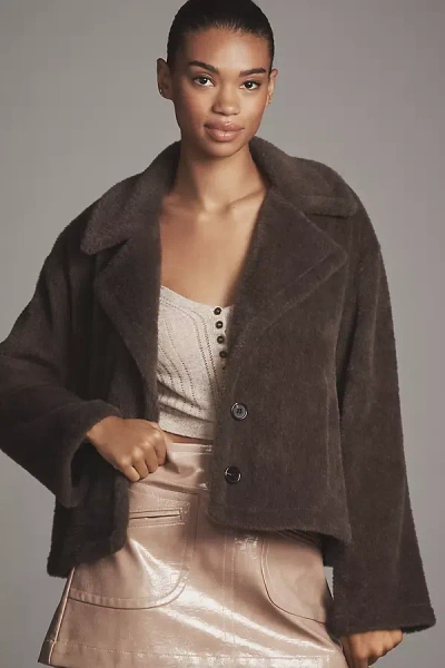 Sanctuary Colette Faux-fur Knit Jacket In Brown