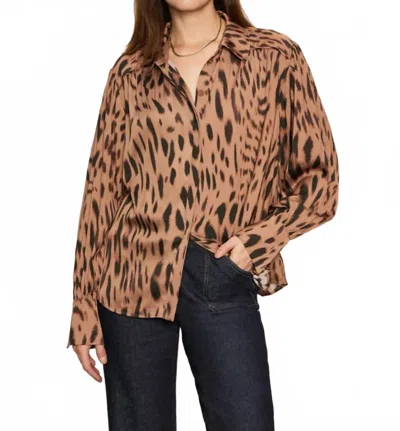 Sanctuary Colette Long Sleeve Shirt In Mocha Leo In Animal Print
