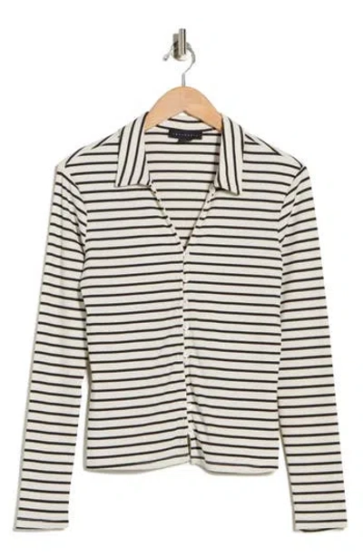 Sanctuary Collared Ribbed Knit Sweater In Multi