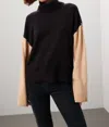 Sanctuary Color Block Sweater In Black/beige