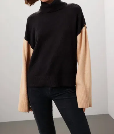 Sanctuary Color Block Sweater In Black/beige