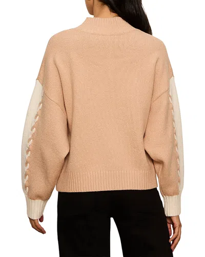 Sanctuary Color Blocked Mock Neck Sweater In Neutral