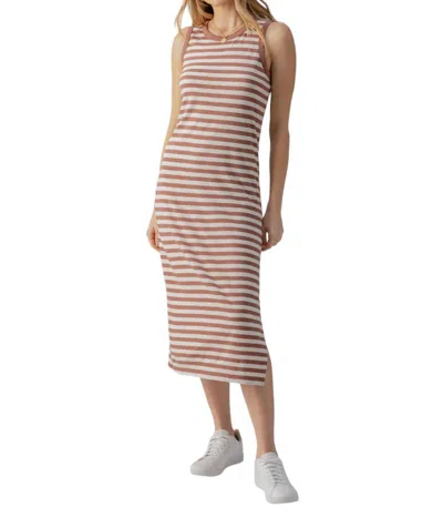 Sanctuary Stripe Sleeveless Tiered Organic Cotton Blend Maxi Dress In Beige