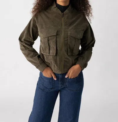 Sanctuary Corduroy Surplus Bomber Jacket In Burnt Olive In Multi