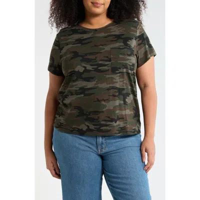 Sanctuary Cotton Blend Pocket T-shirt In Green