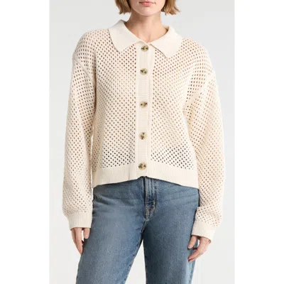 Sanctuary Cotton Open Stitch Cardigan In White