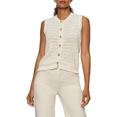 Sanctuary Cotton Pointelle Sleeveless Sweater In White