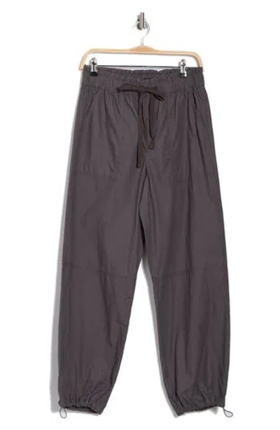Sanctuary Cotton Poplin Paperbag Trouser Pants In Washed Black