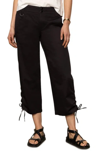 Sanctuary Cotton Twill Utility Crop Pants In Black