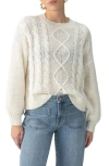 Sanctuary Cozy Cable Stitch Crewneck Sweater In Chalk