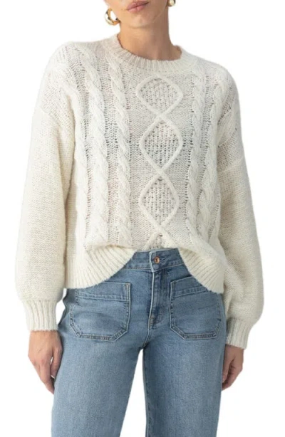 Sanctuary Cozy Cable Stitch Crewneck Sweater In Chalk