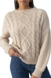 Sanctuary Cozy Cable Stitch Crewneck Sweater In Frosted Almond