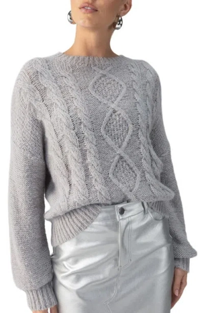 Sanctuary Cozy Cable Stitch Crewneck Sweater In Heather Asphalt