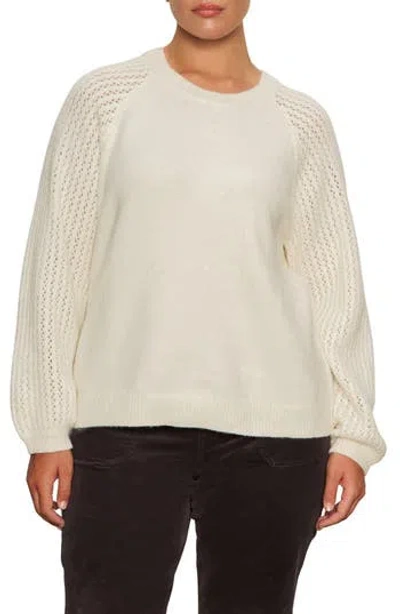 Sanctuary Cozy Moment Pointelle Sleeve Sweater In White