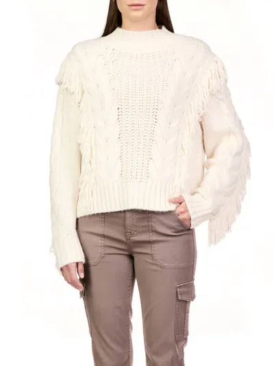 Sanctuary Crafted Fringe Sweater In Chalk In White