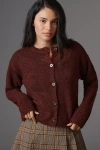 Sanctuary Crew-neck Bouclé Cardigan Sweater In Red