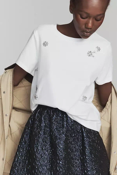 Sanctuary Crew-neck Embellished Cotton Tee In White