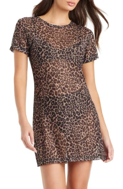 SANCTUARY SANCTUARY CREWNECK SHEER MESH COVER-UP MINIDRESS