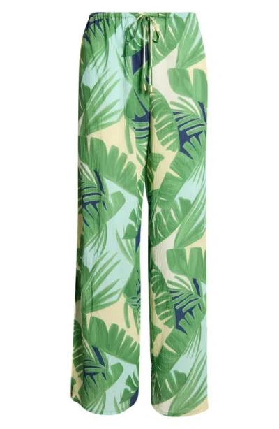 Sanctuary Crinkled Side Slit Cover-up Pants In Green