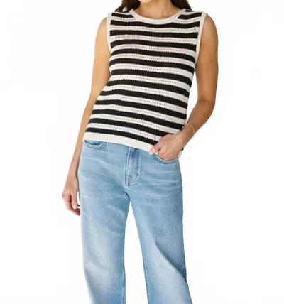 Sanctuary Crochet Shell Tank In Caulk/black Stripe
