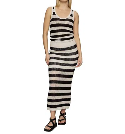 SANCTUARY CROCHET SWEATER SKIRT IN BLACK/CHALK STRIPE