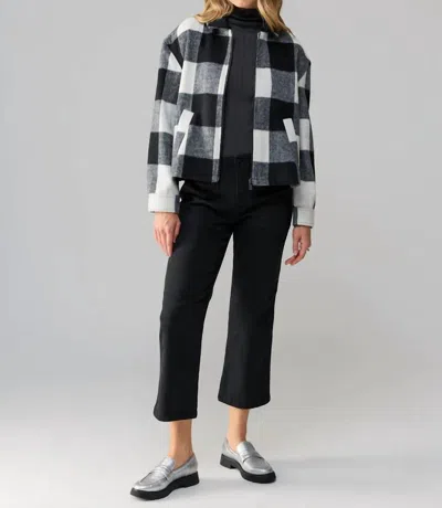 Sanctuary Cropped Boy Shirt Zip Up Jacket In Checkmate In Grey