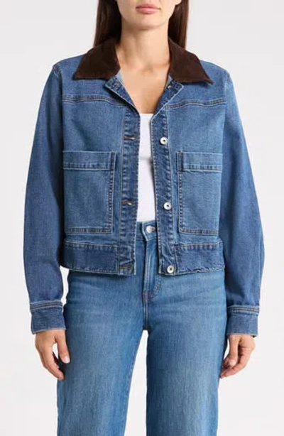 Sanctuary Cropped Utility Jacket In Blue