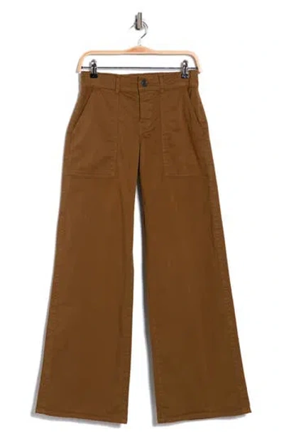 Sanctuary Cruiser Wide Leg Stretch Twill Pants In Brown