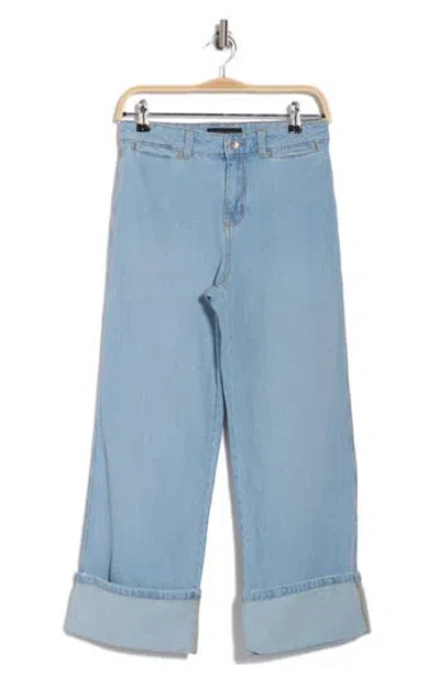 Sanctuary Cuffed Wide Leg Crop Jeans In Washed Revival