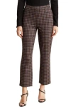 Sanctuary Daily Crop Plaid Trousers In Brown