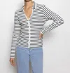 Sanctuary Daydreamer Knit Shirt In Chalk/black Stripe