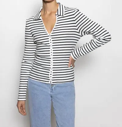 Sanctuary Daydreamer Knit Shirt In Chalk/black Stripe