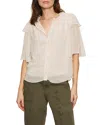 Sanctuary Deja Vu Ruffle Flutter Sleeve Button-up Shirt In Neutral