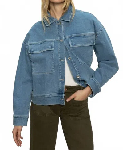 Sanctuary Denim Bomber Jacket In Wayfarer In Blue