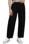 Sanctuary District High Waist Barrel Leg Ankle Jeans In Black