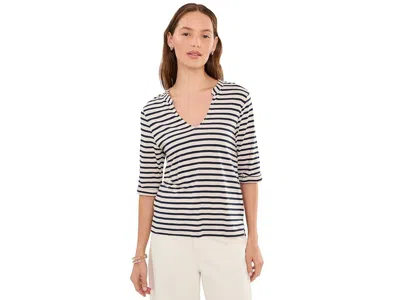 Sanctuary Dolce Notch Neck Tees Women's Clothing Dark Opal/navy Blazer Stripe: Sm (us 4-6) In Blue