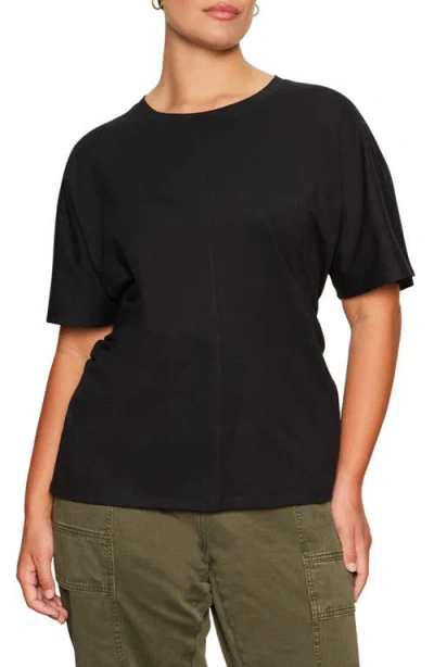 Sanctuary Dolman Sleeve Shirred Organic Cotton T-shirt In Black