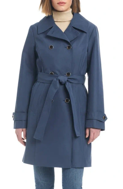 Sanctuary Double Breasted Trench Coat In Dusty Denim