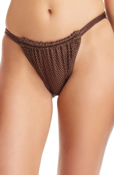 Sanctuary Double Tunnel Metallic Hipster Bikini Bottoms In Brown